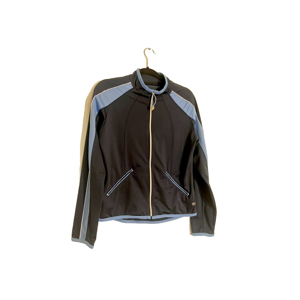 Oleg Cassini Sport Zip Up Workout Jacket Size Medium Dark Blue Pockets